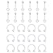 Homxi Piercing Nez 24 Pcs,1.2mm Piercing Nez 16 Gauge Piercing Nez Acrylique avec Boules en Forme de C 6mm Piercing Oreille Femme Transparent