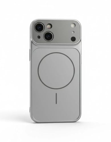 Image of for iPhone 15 Plus |Convert to 17 pro /17 Pro Max Style Premium Back Glass Converter Cover Magnetic Case for iPhone 15 Plus (Silver)