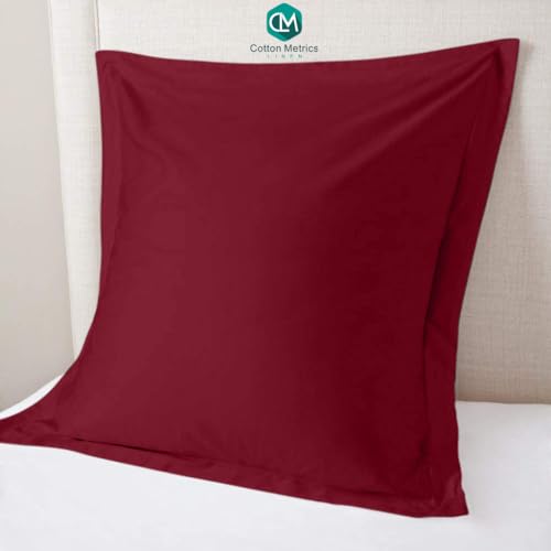 Cotton-Metrics-Heavy-Quality-European-Square-Pillow-Shams-Set-of-2-Burgundy-600TC-100-Organic-Cotton-Euro-Pillow-Shams-26×26-Pillow-Cover-Cushion-Cover-Euro-Size-Euro-26×26-Burgundy Cotton Metrics Heavy Quality European Square Pillow Shams Set of 2 Burgundy 600TC 100 Organic Cotton Euro Pillow Shams 26×26 Pillow Cover Cushion Cover Euro Size Euro 26×26 Burgundy