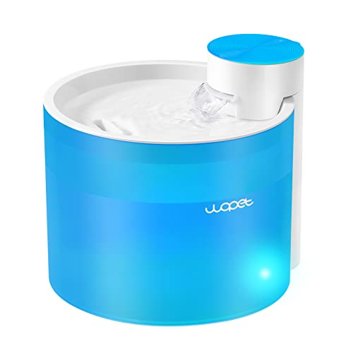 WOPET Katzenbrunnen, Trinkbrunnen für Katze und Hunde, Automatischemit Wasserspender mit LED-Licht und großformatiger Filter, sichtbarer Wasserstand(3,5L, Blau) Cover