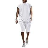 Tuta Sportiva da Uomo Traspirante Comodo Moda Manica Corta T-Shirt E Pantaloni Corti Set di 2 Pezzi Fitness Jogging Allenamento Abbigliamento Casual Temperamento Tendenza Streetwear A-White XXL