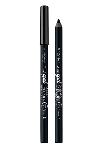 Deborah Milano Matita Occhi 2 in 1 Kajal e Eyeliner, 01 Black, Waterproof