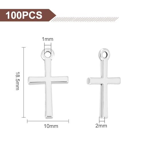 UNICRAFTALE 100 pcs Cross Charms Tibetan Style Cross Pendants Metal Charms Pendants Antique Silver Small Punk Charm for Jewelry Making Crafting Findings Accessory for DIY Necklace Bracelet - Image 3