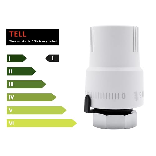 VANCOCO Thermostatkopf Heizkörperventil M30×1,5 mm, Weiß, Flüssig-Fühler, Frostschutzstellung
