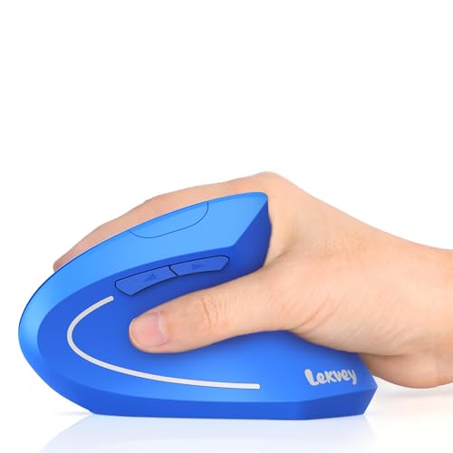 Lekvey Ergonomic Mouse, Vertical Wireless Mouse Rechargeable 2.4G USB Optical Carpal Tunnel Mice : 3 DPI 800/1200/1600 Levels 6 Buttons, for Laptop, PC, Computer, Desktop, Notebook etc, Blue