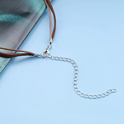 Inateannal Boho Geschichtet Wildleder Choker Halskette Braun Leder Seil Schnur Halskette Kette Gothic Kurze Wildleder Perlen Kragen Halsketten Schmuck Für Frauen