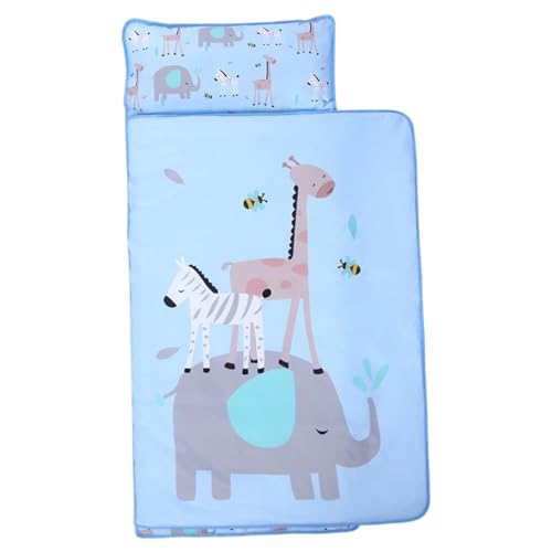 Tapis de sieste pour tout-petits portable dessin animé avec oreiller amovible doux