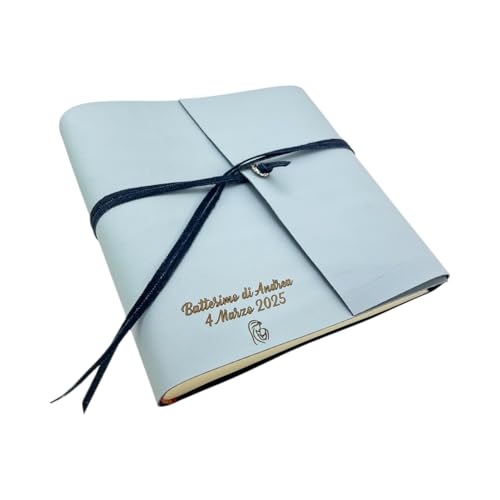 Álbum de fotos artesanal – Double West - de piel sintética y vaqueros, con o sin grabado, clásico con papel de seda para boda, cumpleaños, regalo para bodas, aniversarios, eventos (grabado,