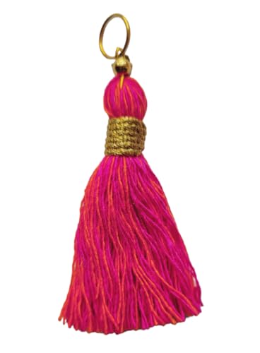 Image of Zippy Flora Micro 1.5 inch Length Cotton Handmade Tassels for Saree /Blouse /Dupatta /DIY /Decor (Pack of 12) (Mix Dual - Orange + Dark Pink)