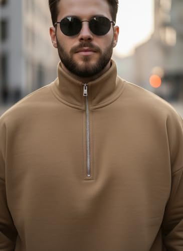 Image of Mack Jonney Solid Half Zipper Track Suit for men | Co-ord Set | Warm Fleece Tracksuit Set | Full Sleeve Sweatshirt