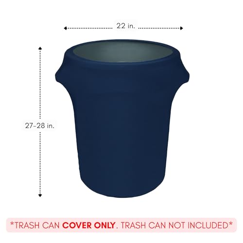 Image of YOUR CHAIR COVERS - 32 Gallon Stretch Spandex Fitted Trash Can /Waste Container Cover - Navy Blue (Cover ONLY, Trash CAN NOT Included)