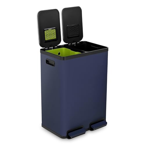 Simpli-Magic 60 Liter / 16 Gallon Dual Compartment Recycling Step Trash Can