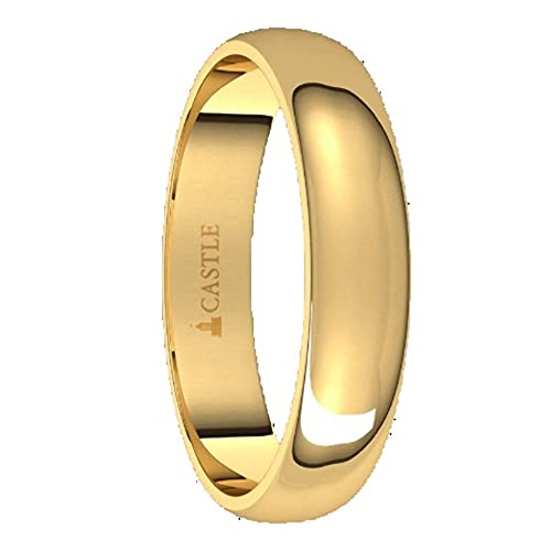 Lightweight Gold Mens Womens Wedding Band Solid 10K/14K/18K Rose/White/Yellow Gold Half Round Light Ring 4mm Wide