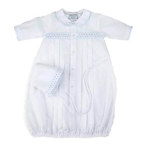 Feltman Brothers Boys White/Blue Dot Gown & Cap Newborn Cover