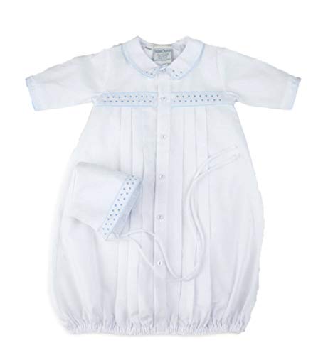 Feltman Brothers Boys White/Blue Dot Gown & Cap Newborn
