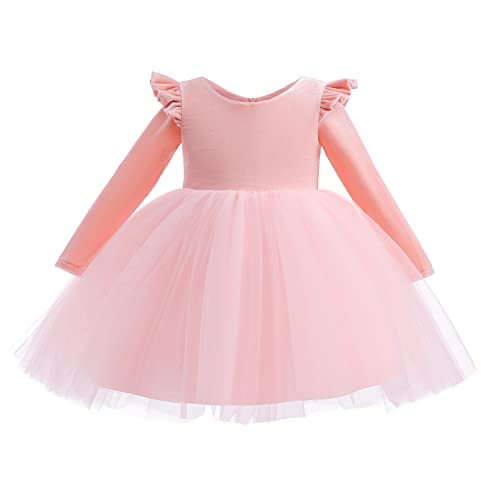 Kids Girls Long Sleeve Ruffle Velvet Tulle Tutu Dress Elegant Princess Dress for Spring Fall Winter2