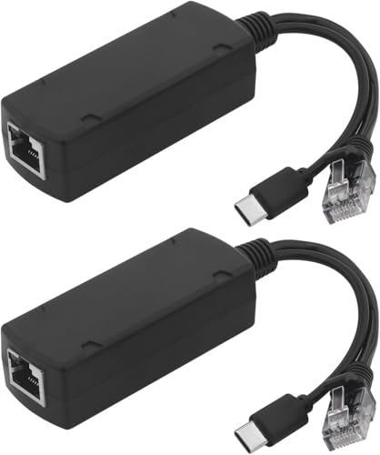 Leehitech Séparateur POE Gigabit(Lot de 2),Adaptateur d'alimentation 48V vers 12V Type-C,Compatible avec la Norme IEEE 802.3af,Ethernet 10/100/1000 Mbps,Prend...