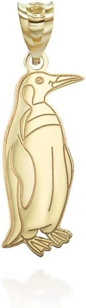 10K or 14K Yellow, White, Rose Gold High Polish Charm Emperor Penguin Bird Pendant Necklace - Choice of Pendant Only or Chain Length