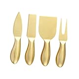 UKCOCO Cuchillos Cortadores de Queso de Acero Inoxidable Dorado Utensilios de Cocina Ligeros y Resistentes para Cortar Mantequilla y Queso Fácil de Limpiar y Almacenar y Reuniones