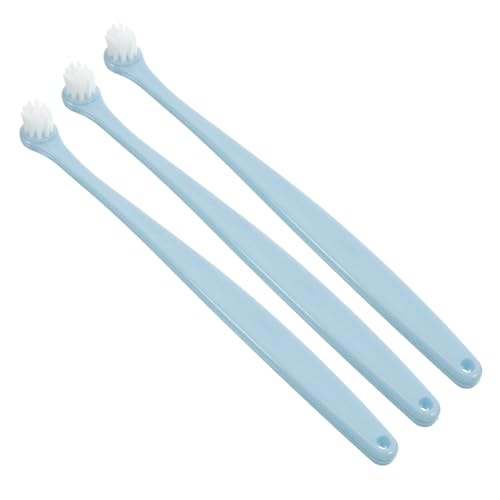 Toyvian Cepillo de Dientes Suave para Mascotas 3 Piezas, Cabezal Redondeado para Perros Pequeños y Gatos, Mango Largo Antideslizante, Cuidado Dental para Cachorros y Razas Sensibles