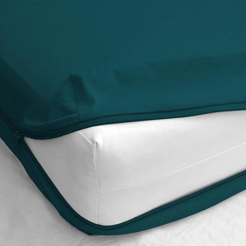 Image of 6 Sided Zipper Mattress Protector 75 inchx72 inchx8 inch Waterproof Mattress Cover for King Bed Size with 8 inch Drop Thick (75x72x8 inch,Teal Blue)