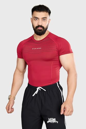 Image of FUAARK Nylon Seamless Compression Half Sleeves Dry Fit T-Shirts for High Performance in Gym & Workout