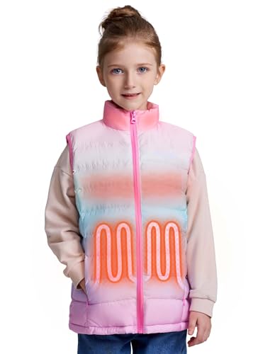 Kids Heated Vest with Battery Pack - 7.4V Rechargeable Lightweight Heated Vest, Boys Girls Electric Heated Coat for Winter XS