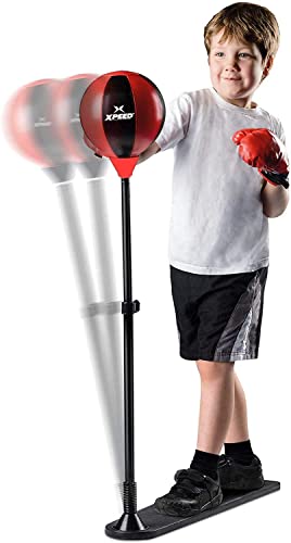 Image of XpeeD Sports Boxing Punching Stand Set | Boxing Set with Glove & Adjustable Standing Punch Ball for 4-10 Year Kids (Red, Black)