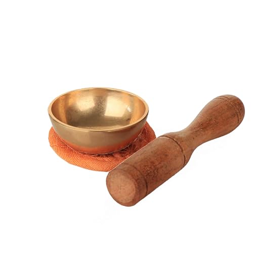 NKlaus Mini cuenco tibetano de 5 x 2 cm de latón con mazo de madera y base para meditación atención