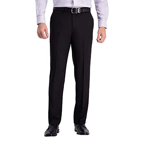 Haggar Men's Comfort Performance Stretch Straight Fit Pant (32X32, Black)