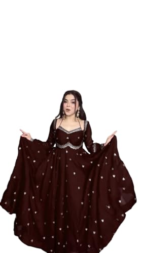 Image of Beautiful Embroidered Anarkali Gown for Women ||Festive Outfit with Intricate Detailing