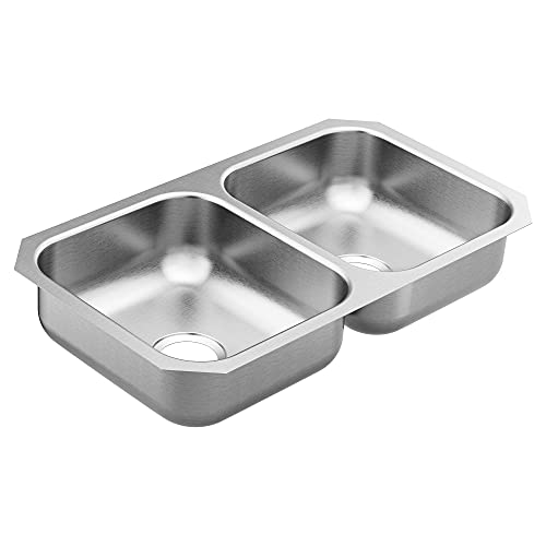 Moen Gs20214 2000 Series 31.25-Inch 20 Gauge Undermount Double Bowl Stainless Steel Kitchen Sink #TOP11