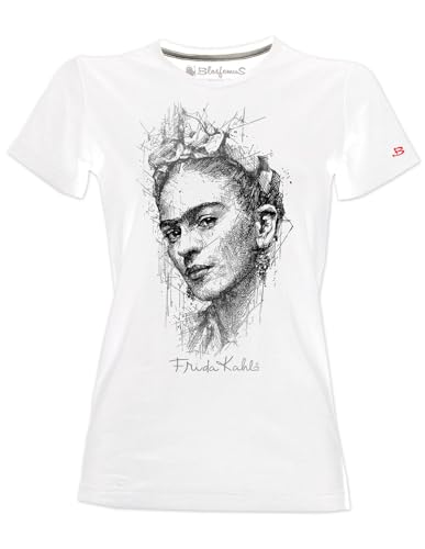 Blasfemus Camiseta de mujer – Frida Kahlo oficial estilo Sketch Art (blanco/negro, S)
