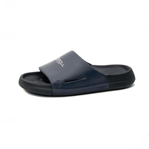 ROLL Recovery Mens Sports Recovery Slides | Helps Relieve Pressure on Achilles Tendon and Plantar Fasciitis SUPERPLUSH (Carbon Black Size 9)