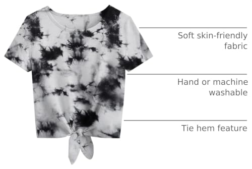 Image of Girls Tie Dye Shirts Short Sleeve T-Shirt Casual Tie Hem Tee Tops Size 5-12 Years