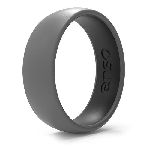Enso Rings Dual Tone Silicone Wedding Ring – Two Tone Hypoallergenic Wedding Band – Comfortable Band for Active Lifestyle - Medical Grade Silicone – 1.75mm Thick Unisex Band (Slate & Obsidian, 9)