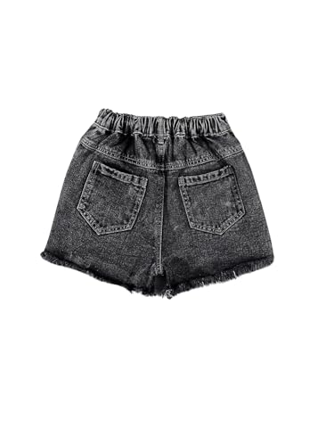 Image of Floerns Girl's Ripped Raw Hem Elastic Waist Straight Leg Denim Shorts with Pockets