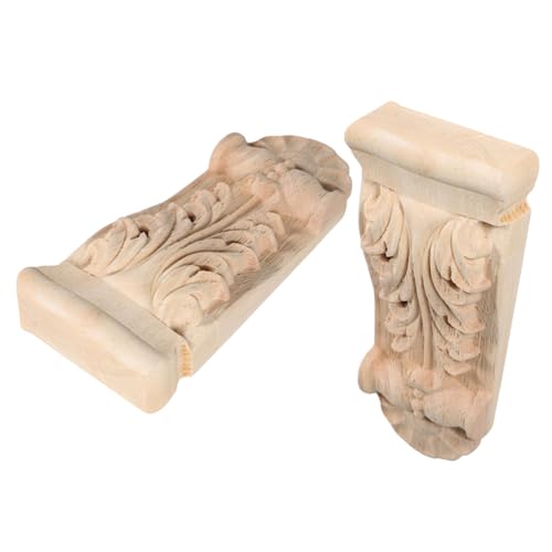 HAMPPLIES 2 piezas de Madera Maciza para Esquinas Decoración Clásica Tallada de Embellecedores para Muebles y Columnas Salón y Cocina