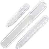 Professional 3-Piece Czech Glass Nail File Set - Handmade, Tempered Glass Files - Double-Sided, Washable, Etched for Natural Nails, Ideal Present Set