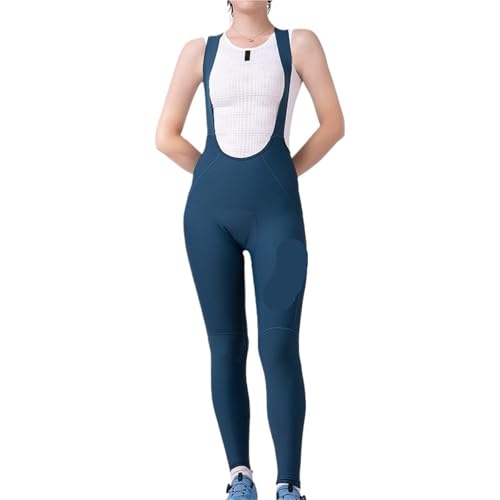 Culotte con Tirantes para Ciclismo Pechera de Ciclismo Profesional for Mujer, Pantalones for Bicicleta, Primavera y Verano, Cintura Alta(Blue,XL)