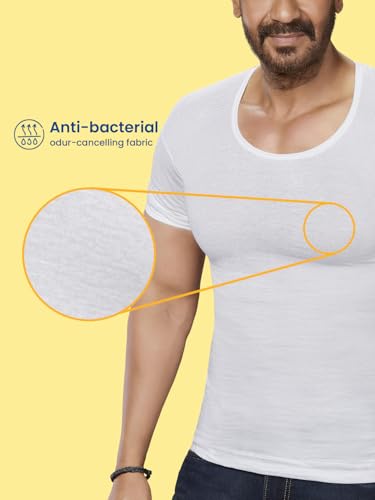 Image of Amul Comfy Men's Vest | 100% Cotton Single Jersey Fabric | U Neck Sleeveless Innerwear | Ultra Soft Hand Feel | Seamless Body | Superior Comfort | Color May Vary (Pack of 3)