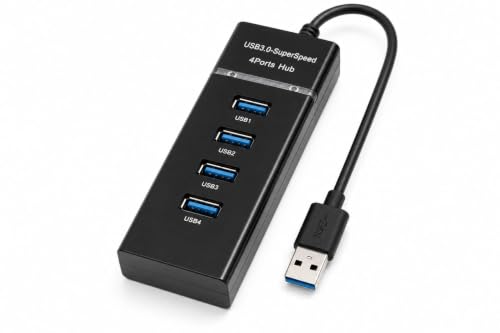 Image of USB 3.0 Hub 4 Port High Speed USB Splitter Adapter, USB Expansion Hub with 4 Data Ports, Portable Plug & Play Multi Adapter for Laptop, Computer, MacBook & Windows PC