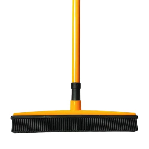 Nanyer ペット用毛ゴミ除去ブラシ 調節式ペット毛取りほうき【68-120cm 伸縮・452g軽量】金属製リムーバーブラシ 立掃き省力・スクレーパー機能付き カーペット・絨毯・車内・浴室用 水で洗える・清潔維持簡単 犬猫脱毛処理に最適 (イエロー)