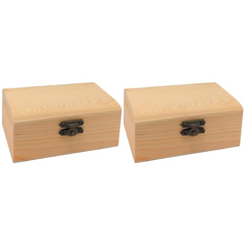 Acan Tradineur - Pack de 2 Cajas de Madera Rectangular, Tapa con Esquinas Redondeadas, Cierre metálico, cajita, Cofre Decorativo, almacenaje Objetos, Joyas, 11,4 x 7,5 x 5,2 cm