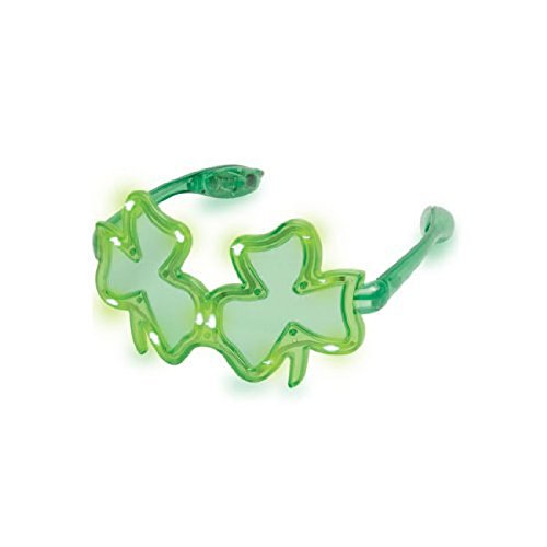 DM Merchandising Irish Lights Flashing Light Up Shamrock Glasses-St. Patrick's Day