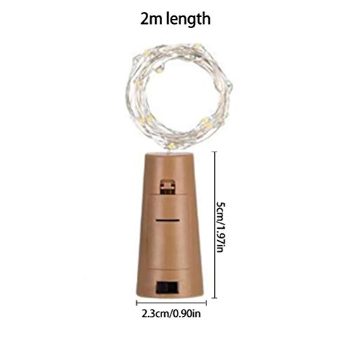 AGAWA Luzes de garrafa de vinho, 20 LEDs, pacote com 6 tampas de garrafa, lâmpada atmosférica, fio d