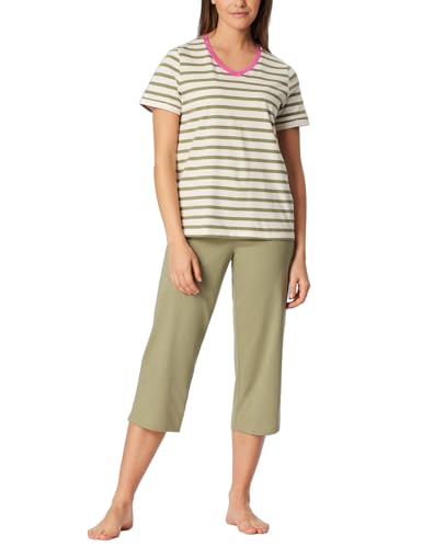 Schiesser Damen Schlafanzug 3/4 Hose Kurzarm Single-Jersey Qualität - Casual Essentials