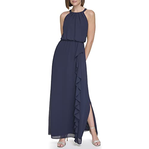 Jessica Howard Women's Halter Chiffon Maxi Gown – Special Occasion Dress