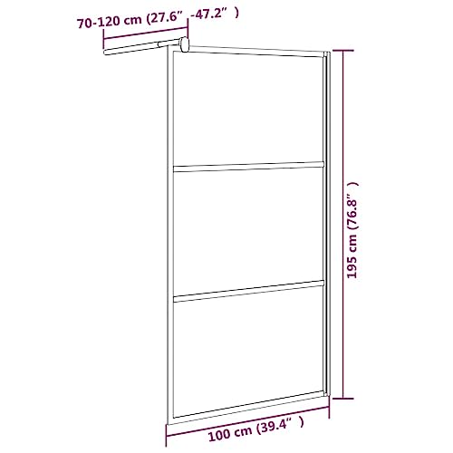 Panel de pared fijo para ducha a ras de suelo de vidrio esmerilado ESG de 39,4" x 76,8" con marco negro, pantalla de partición fija de fácil limpieza para decoración moderna de baño - Plata/39,4 miniatura 7