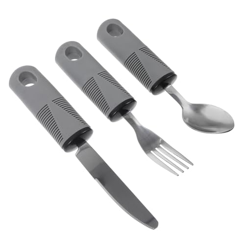 NULYLU Adaptive Utensils Kit Disabled Elderly Food Eating Fork Spoon Set Tremble Proof Grip